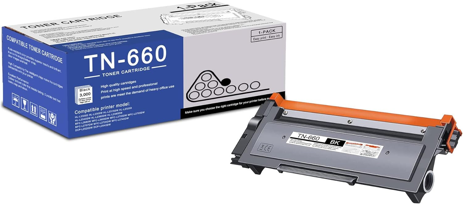 1PK High Yield TN660 Toner Cartridge for Brother MFC-L2700DW HL-L2300D
