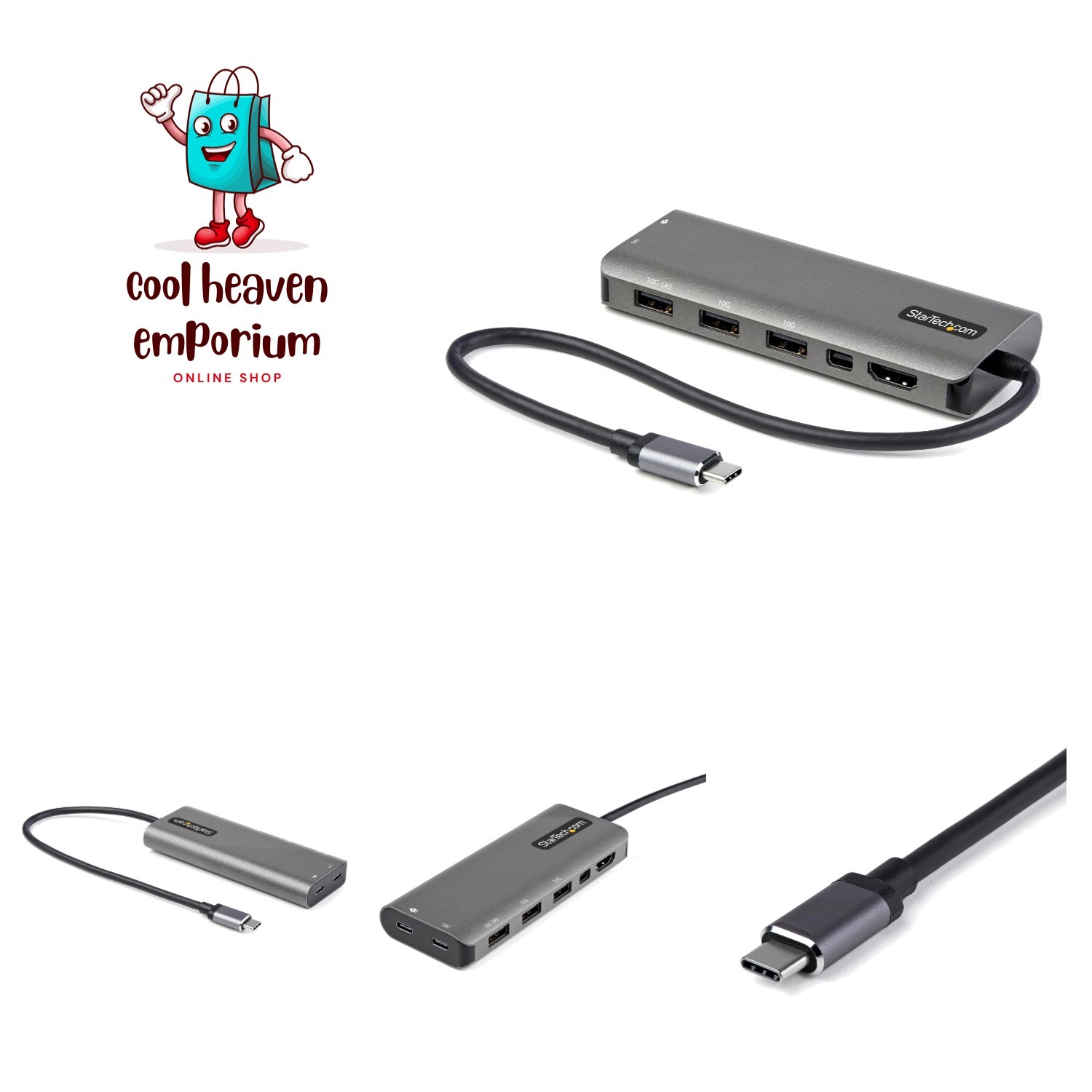 StarTech 6-in-1 USB-C Mini Dock with HDMI or Mini DisplayPort 4K 60Hz, 85W