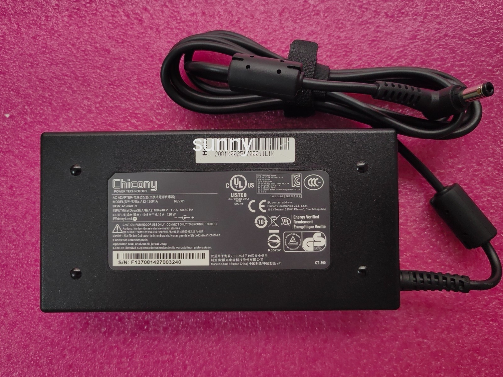 For MSI Cubi B206 NUC AI+ 2MG Chicony 19.5V 6.15A 5.5mm 120W Original AC Adapter