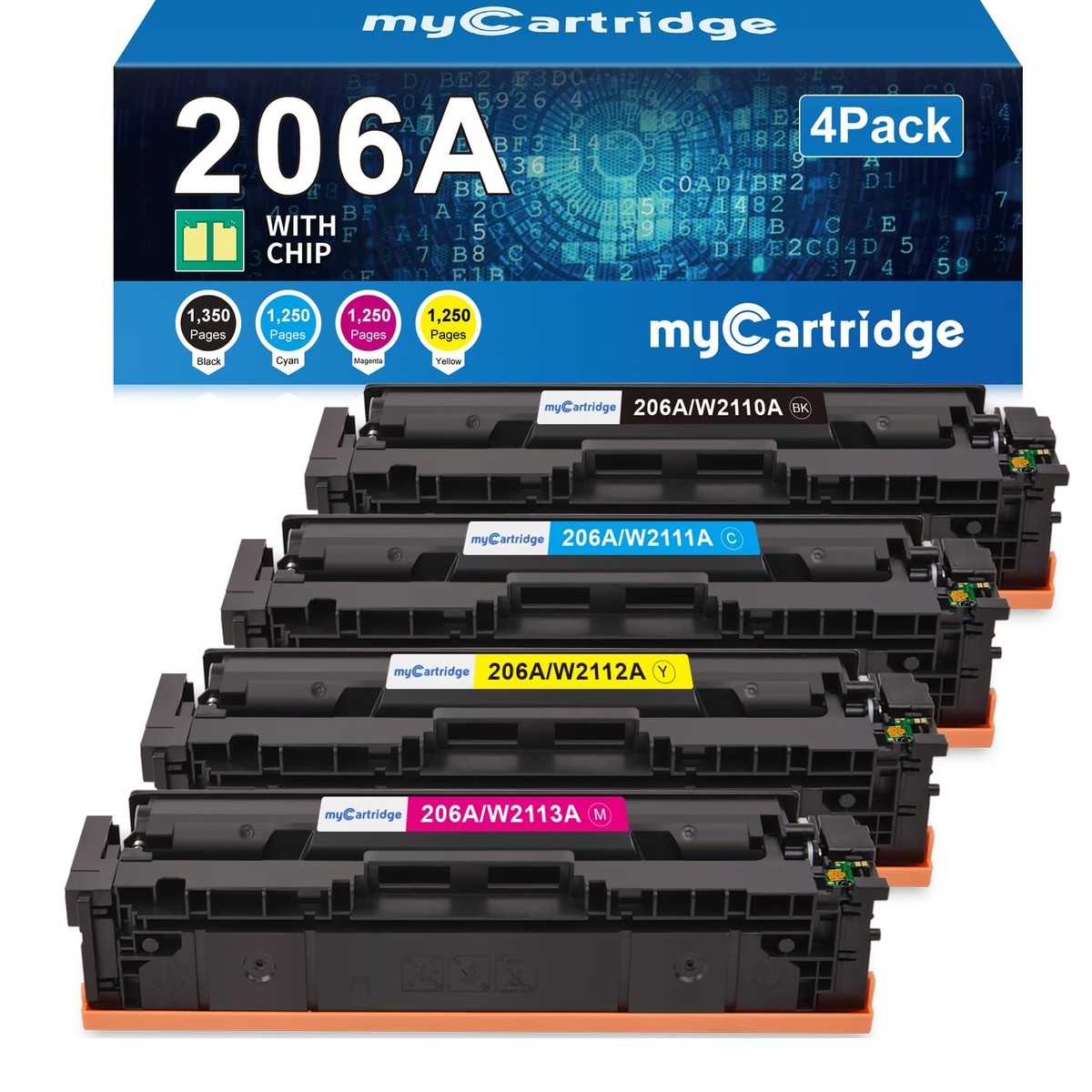 myCartridge 206A Toner Cartridges 4 Pack HP 206A 206X MFP M283fdw M283cdw
