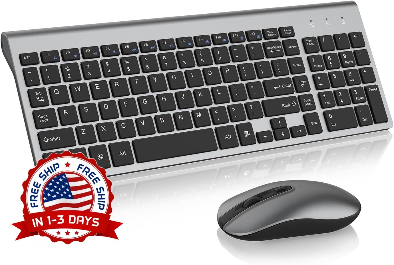 Combo De Teclado Y Mouse Inalambricos Compact Slim Para Inalámbrico, Color Gris.