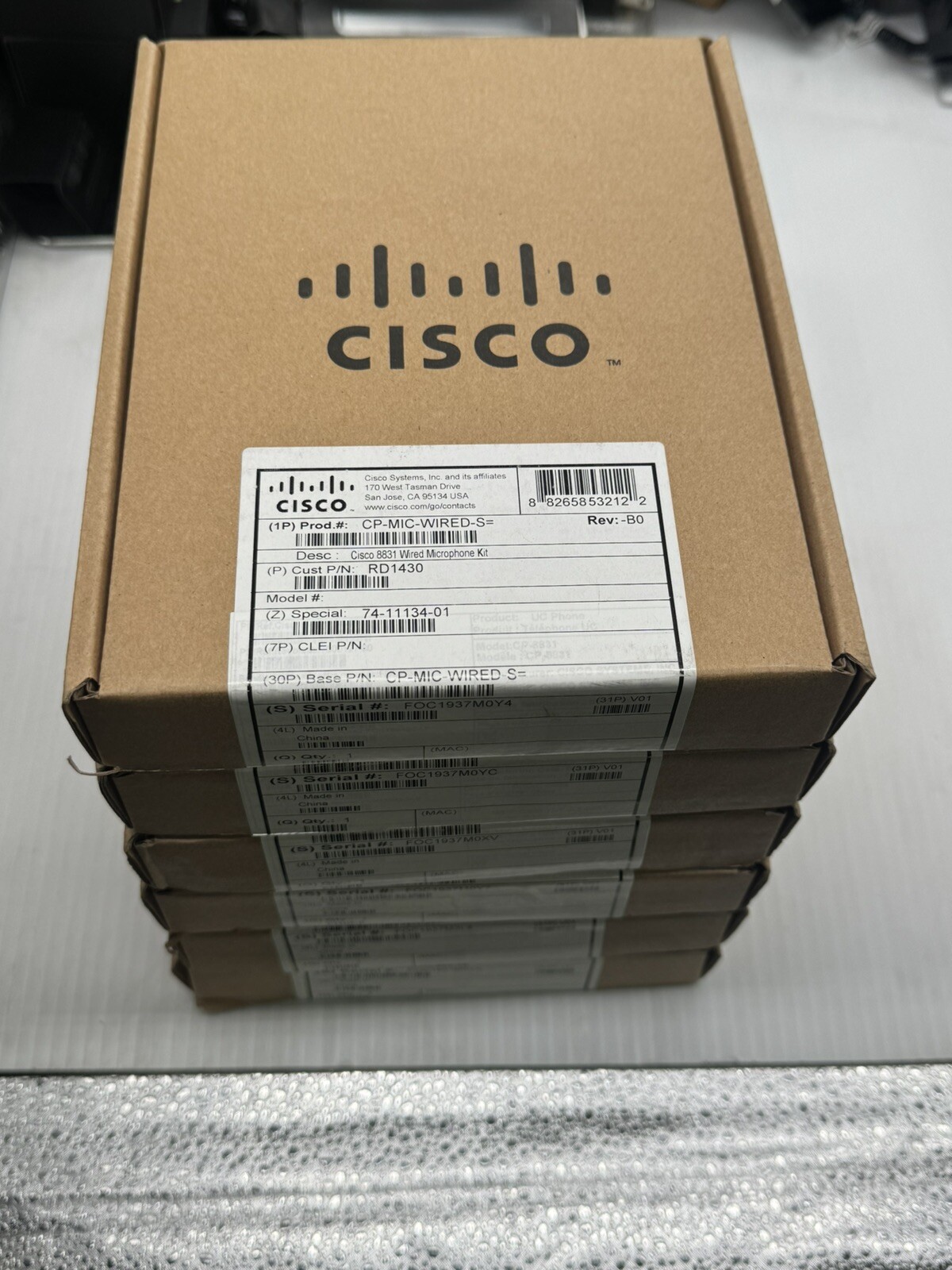 LOT OF 6 Cisco CP-MIC-WIRED-SMicrophone Kit 74-11134-01 for CP-8831 Phone - New