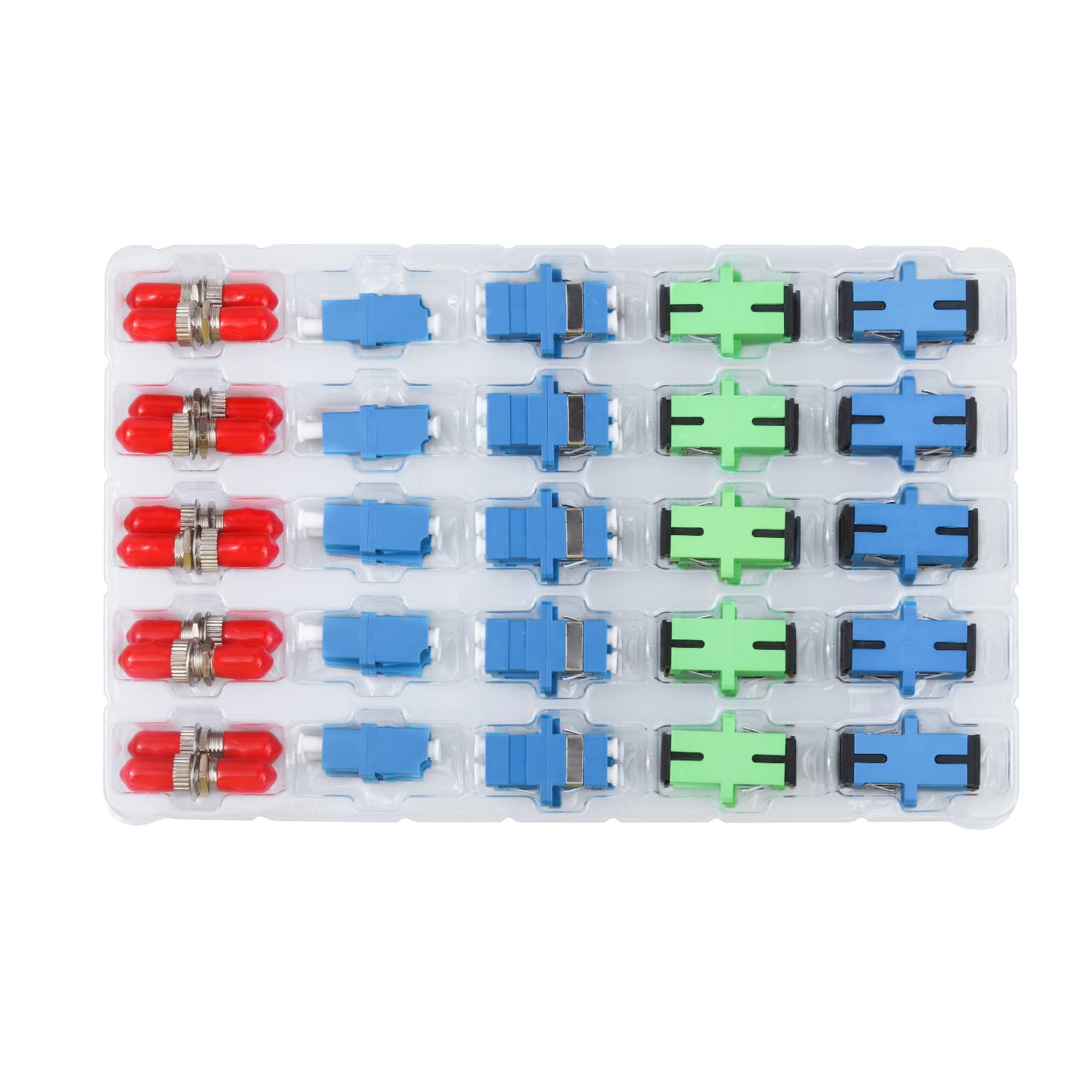 Fiber Optic Couplers Kit for Cables Adapter, 5 Styles with 50pcs Fiber Optic