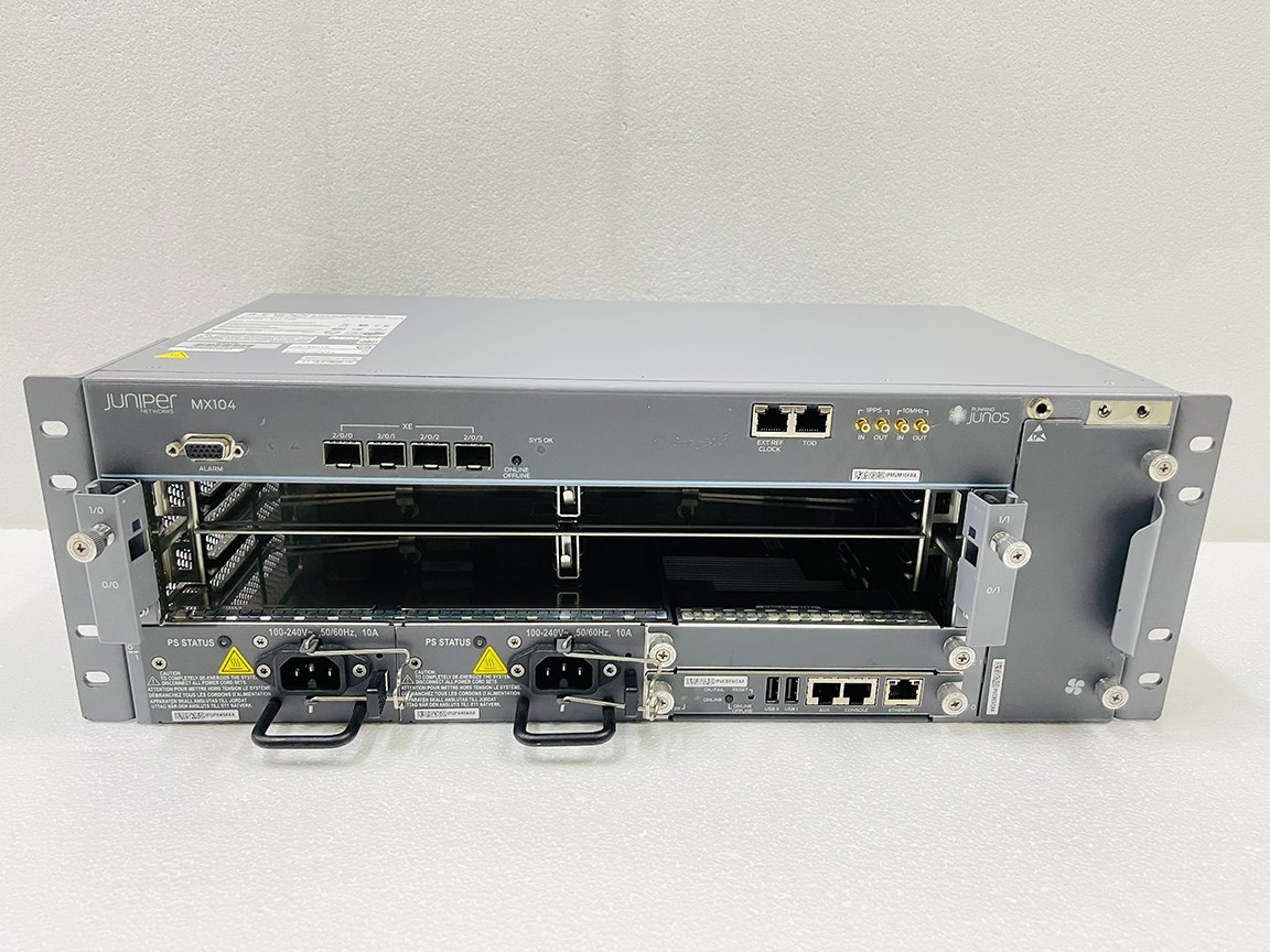 Juniper MX104-AC Router W/ 1x RE-S-MX104 Engine & 2x PWR-MX104-AC Power Supply