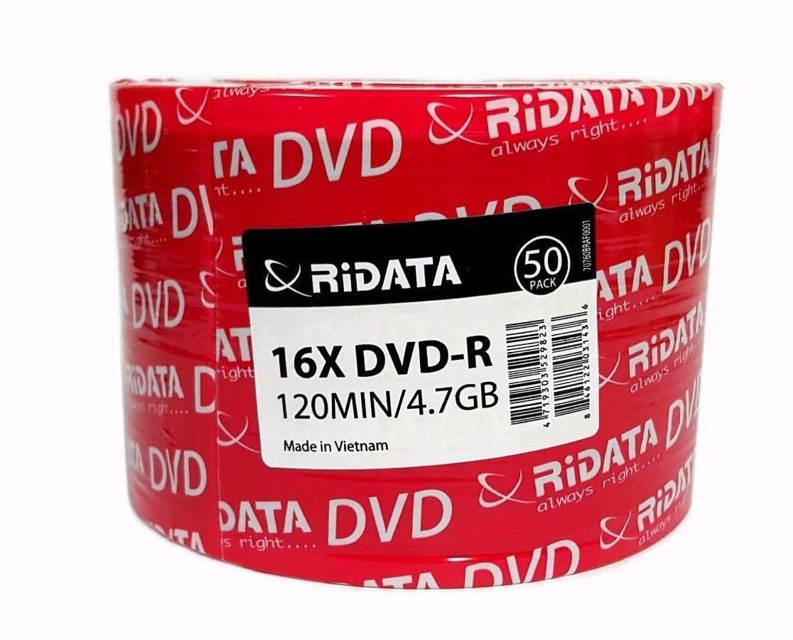 1000 RIDATA Blank 16X DVD-R DVDR Branded Logo 4.7GB Recordable Disc 20x50PK