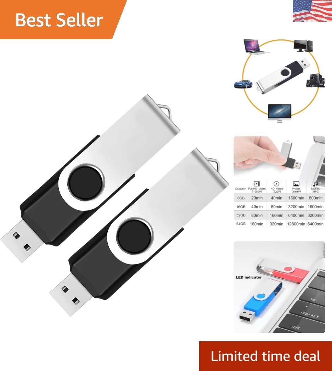 Compact 32GB USB Flash Drive Set - Fast USB 2.0 Jump Drives for All Devices