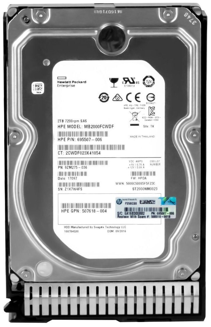 HARD DRIVE HP 695507-006 2TB 7200RPM 128MB SAS-2MB2000FCWDF 128MB 3.5'' inch
