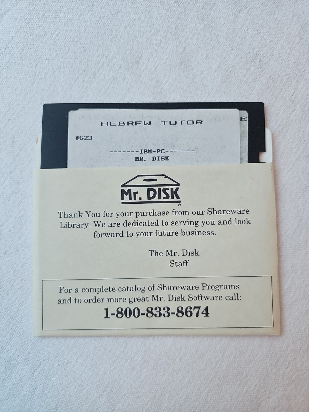Mr. Disk Shareware #623 Hebrew Tutor Vintage 5.25 Inch Floppy Disk