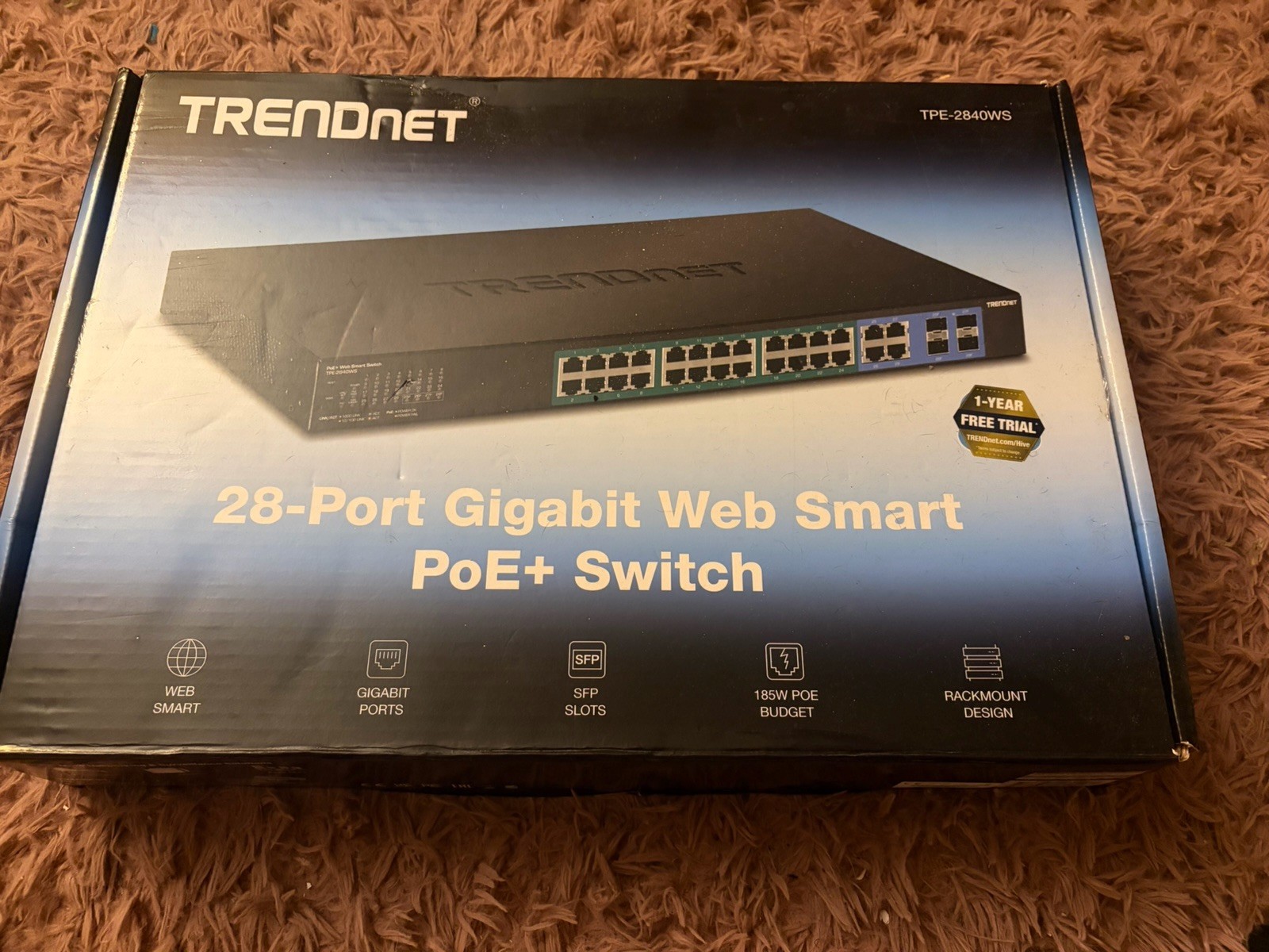 TRENDnet TPE-2840WS 24-port Gigabit Web Smart PoE Switch plus 4 SFP slots
