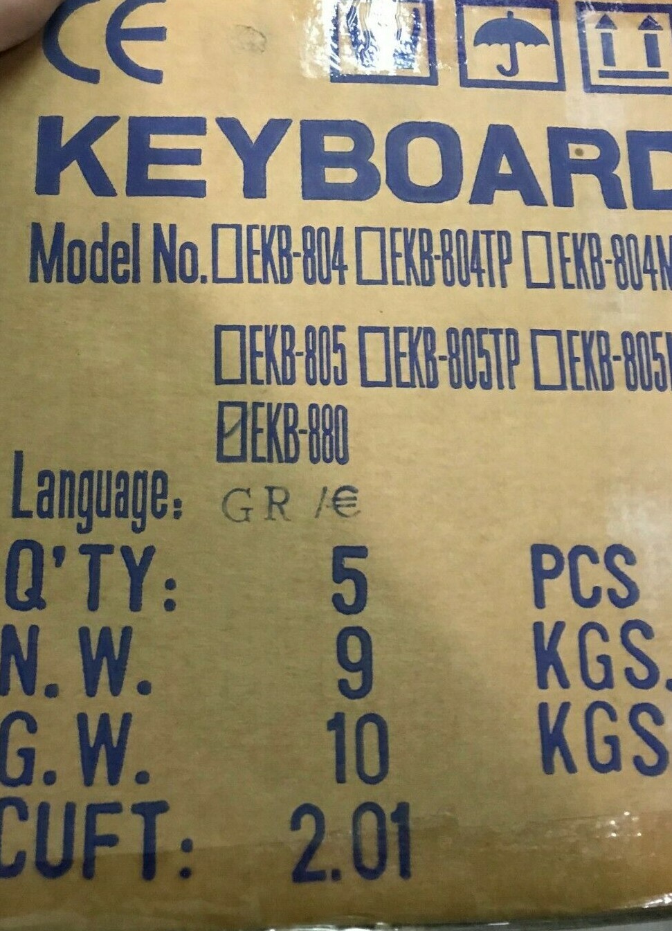 MASTER 5 PACK CHIC ORTEK TECHNOLOGY ERGONOMIC USB EURO KEYBOARD EKB-880 DS-RM0
