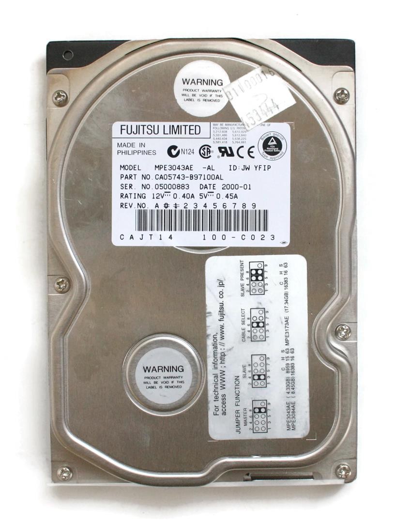 Hdd, 4.3gb, fujitsu mpe3043ae p/n: ca05743-b97100al