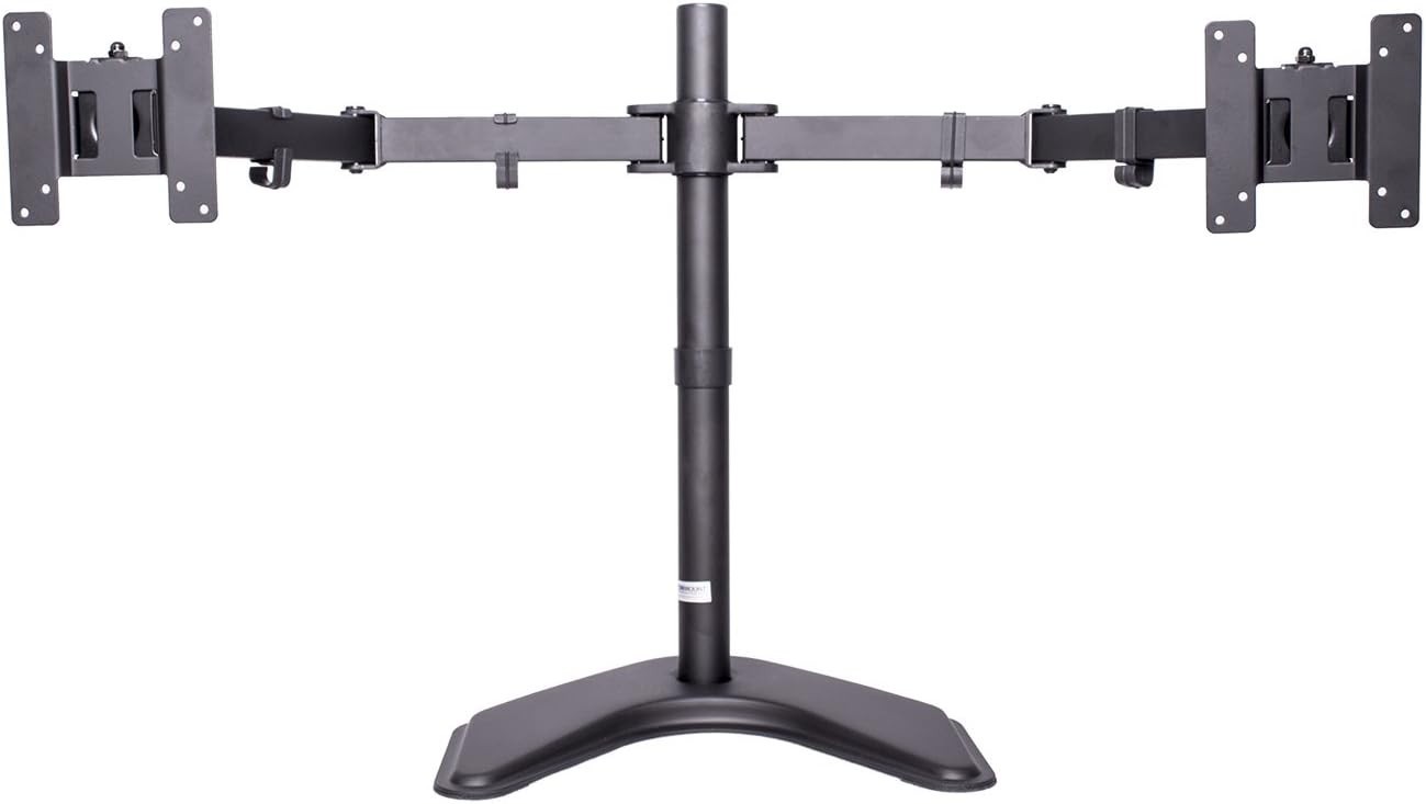 Dual Monitor LED LCD TV Swivel Free Standing Desk Mount Stand 21 22 23 24 26 27"