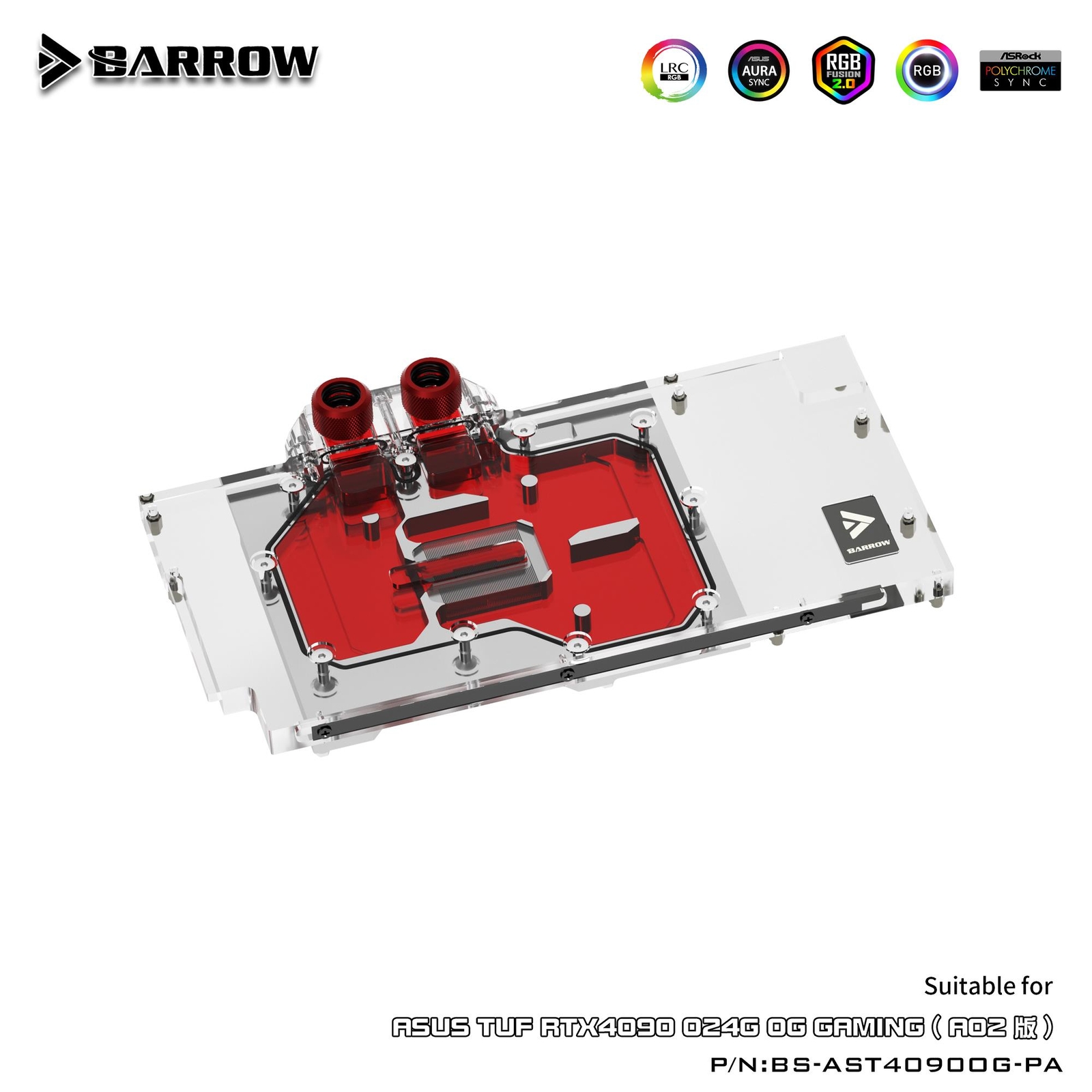 Barrow Full Cover Water Cooling GPU Block for ASUS TUF 4090 A02 BS-AST4090OG-PA