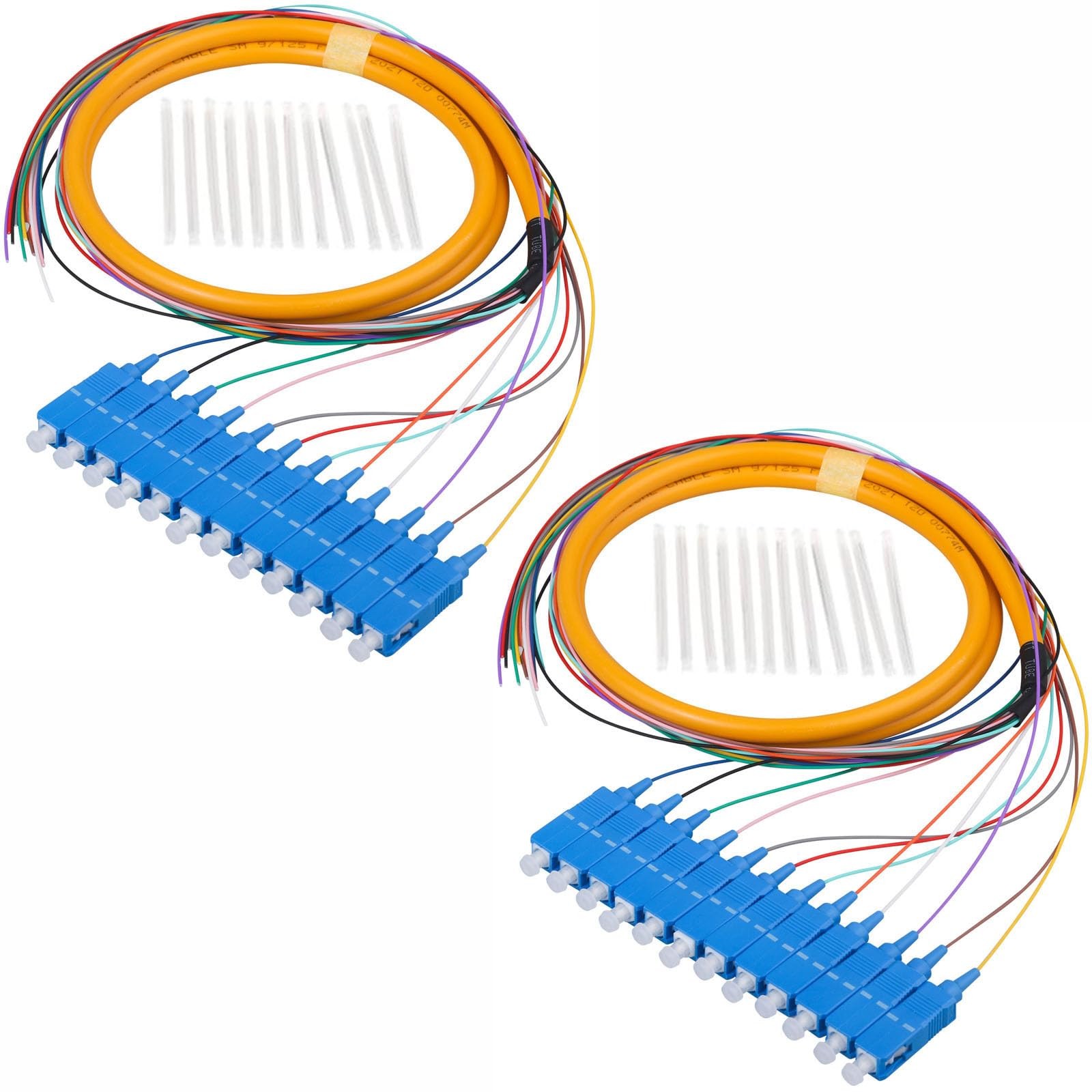 SC/UPC Fiber Optic Pigtail 1.2m 12 Strand SingleMode 9/125 ColorCoded 2 Pack