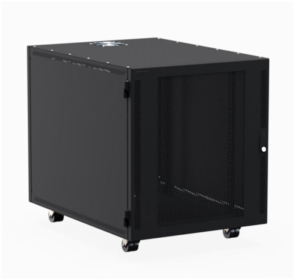 12U Compact SOHO Server Cabinet 22.5 Inches Deep on Rollers Lockable Doors