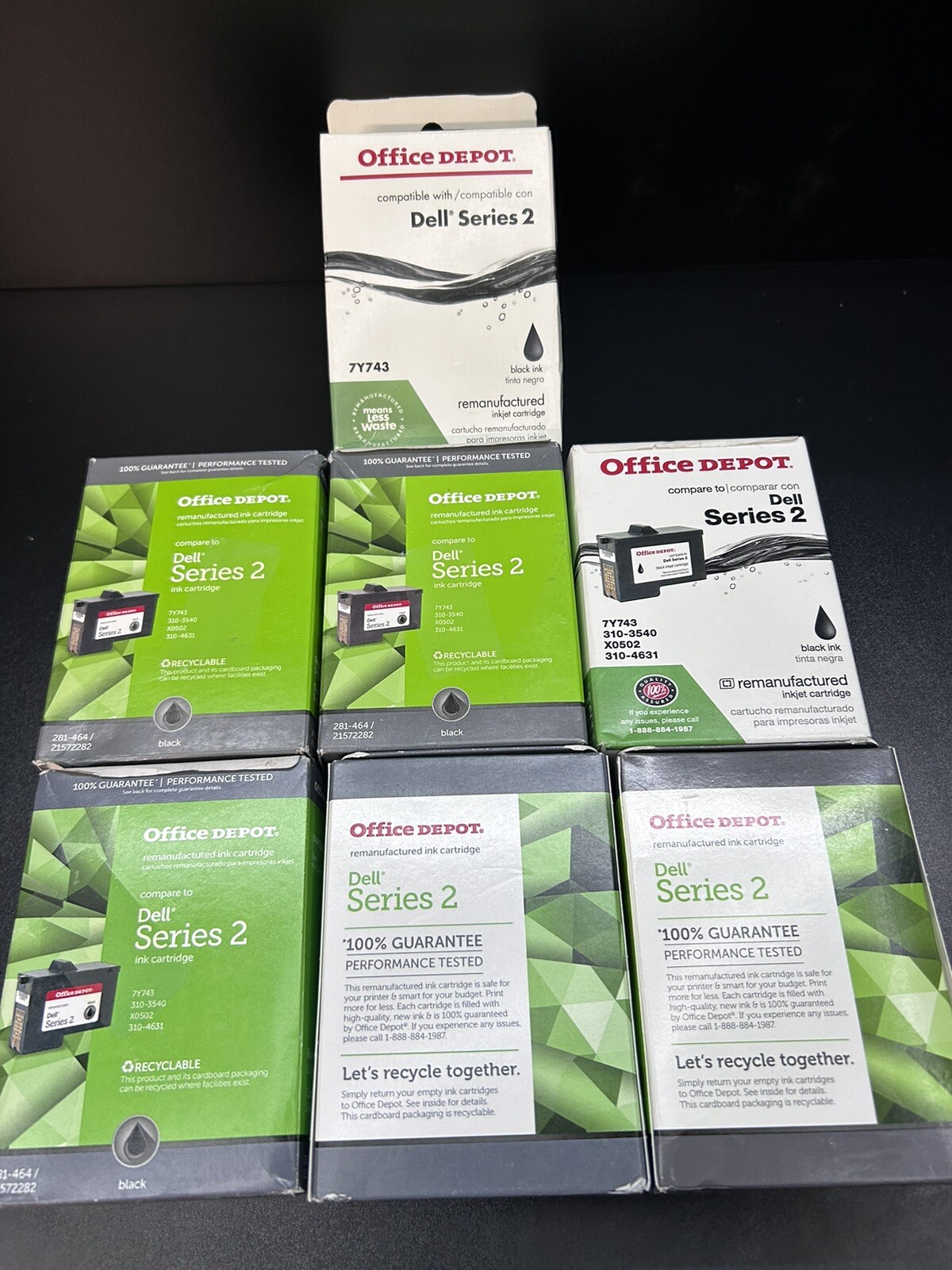 7 BOXES OF DELL SERIES 2 7Y743 BLACK INKJET CARTRIDGE Office Depot SEALED