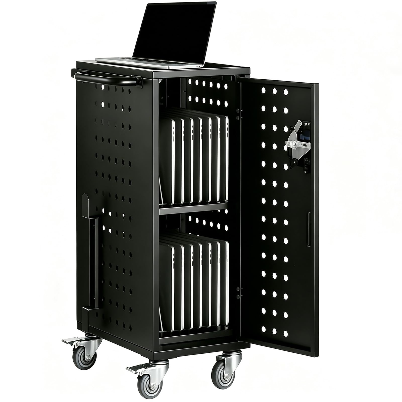 Lockable Chromebook Charging Cart 16-/32-Bay Ventilated Mobile Charging Station