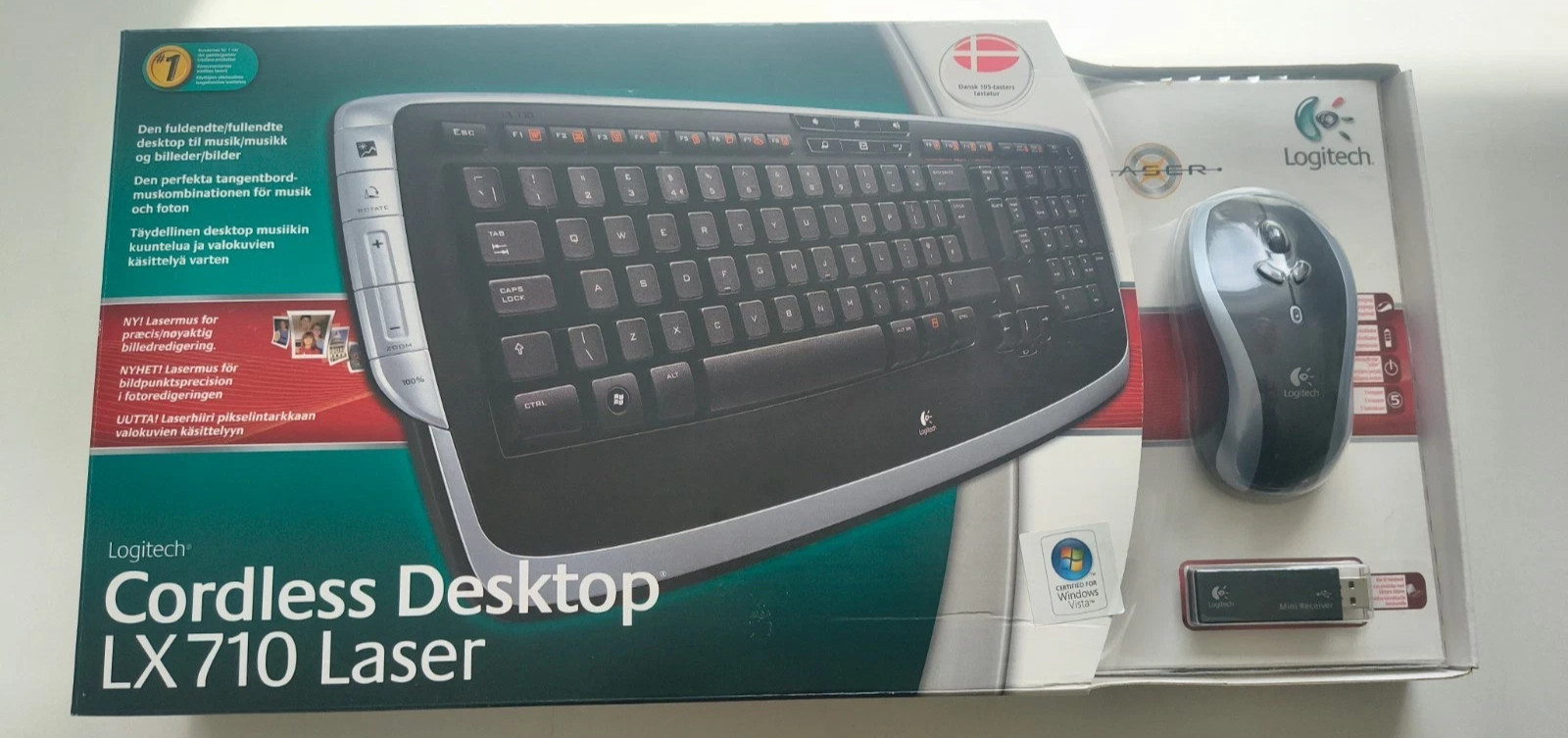 Logitech Cordless Desktop LX710 Laser Wireless Keyboard Mouse NEW