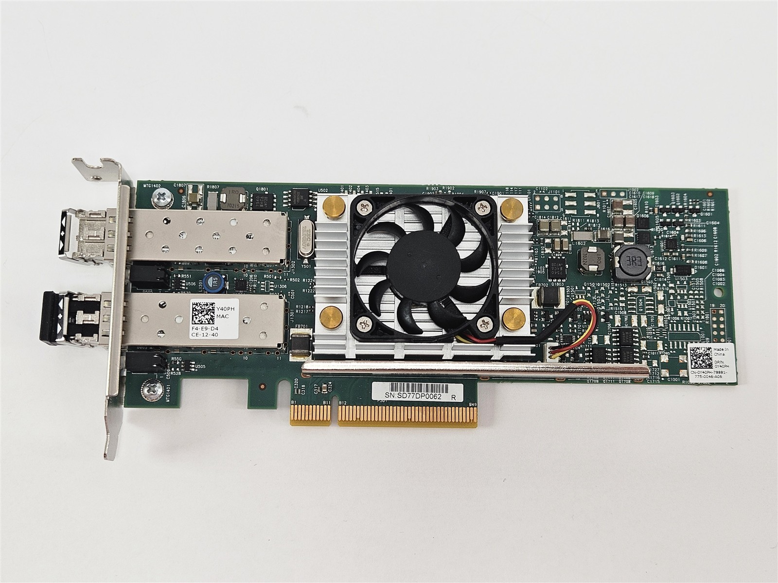 Dell 0Y40PH Broadcom Dual Port 10GbE SFP+ PCIe x8 Low Profile NIC