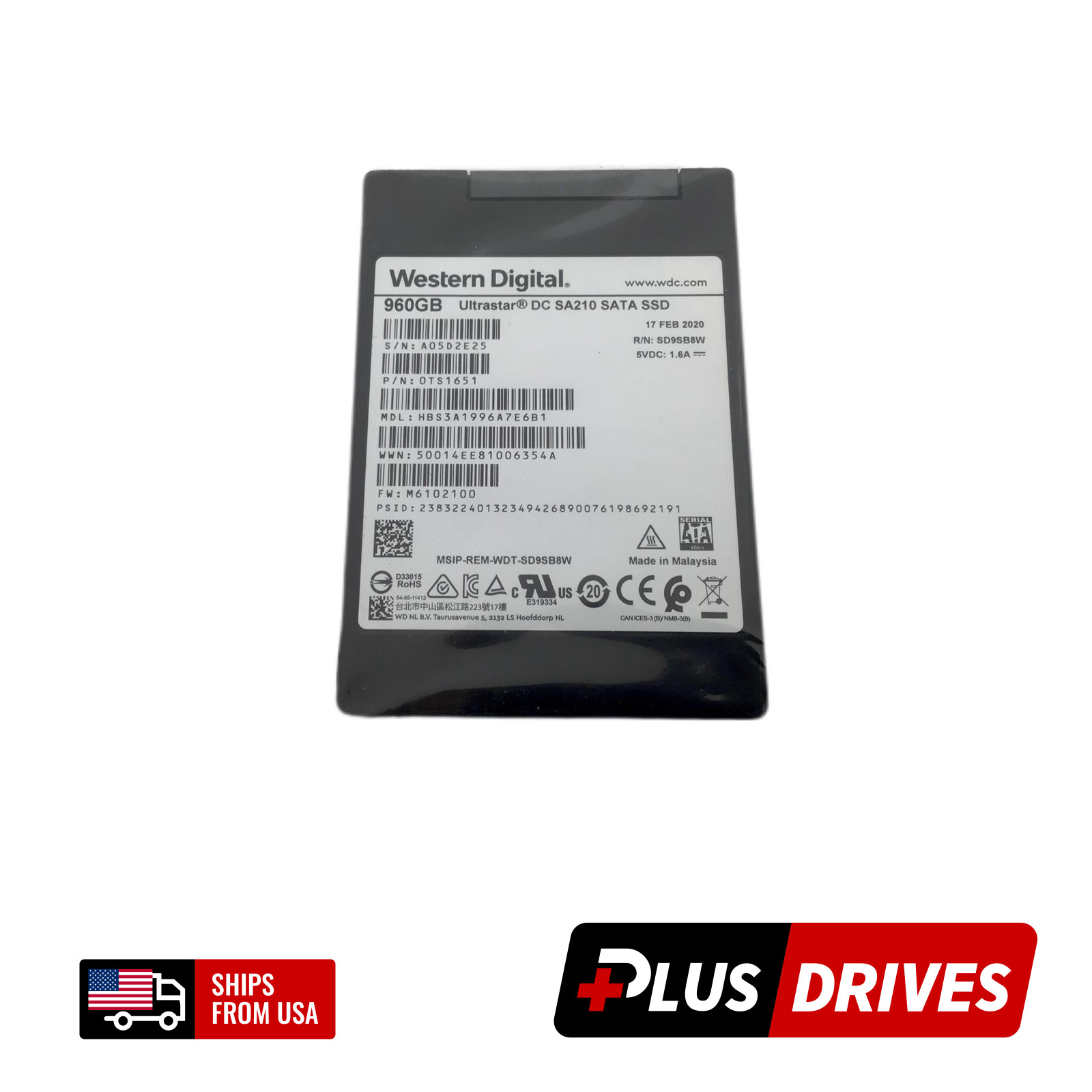 NEW WD 960GB SSD SATA 2.5" Western Digital DC SA210 TLC 6Gbps Enterprise Drive