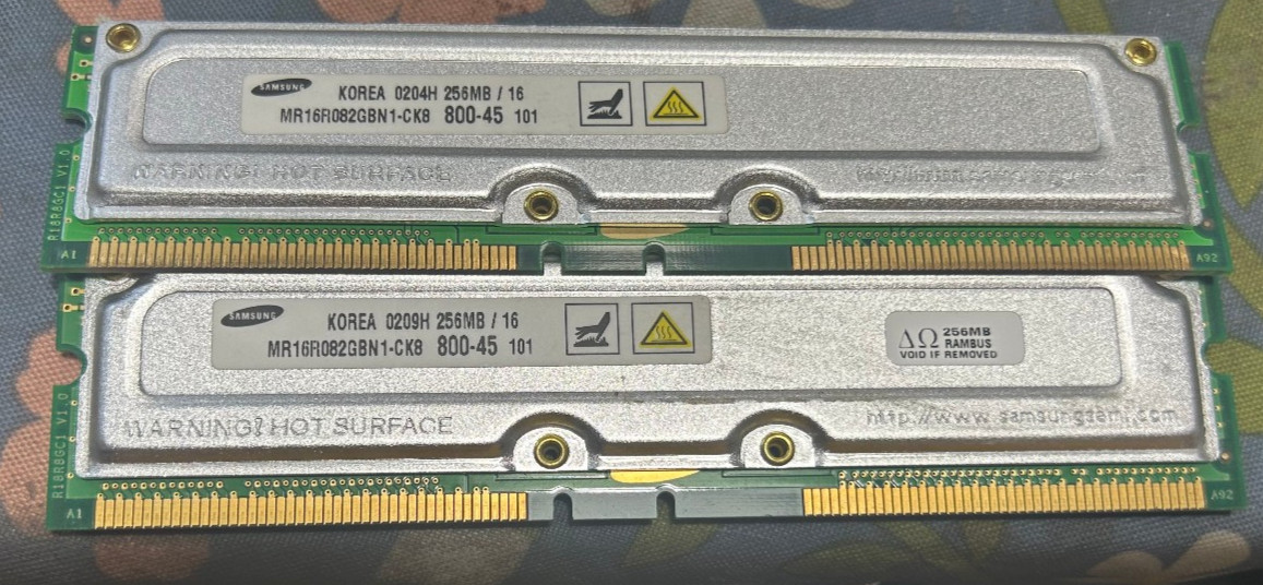 Dell  512 kit,  256mb ea  PC800-45 ECC, RAMBUS MFG Samsung