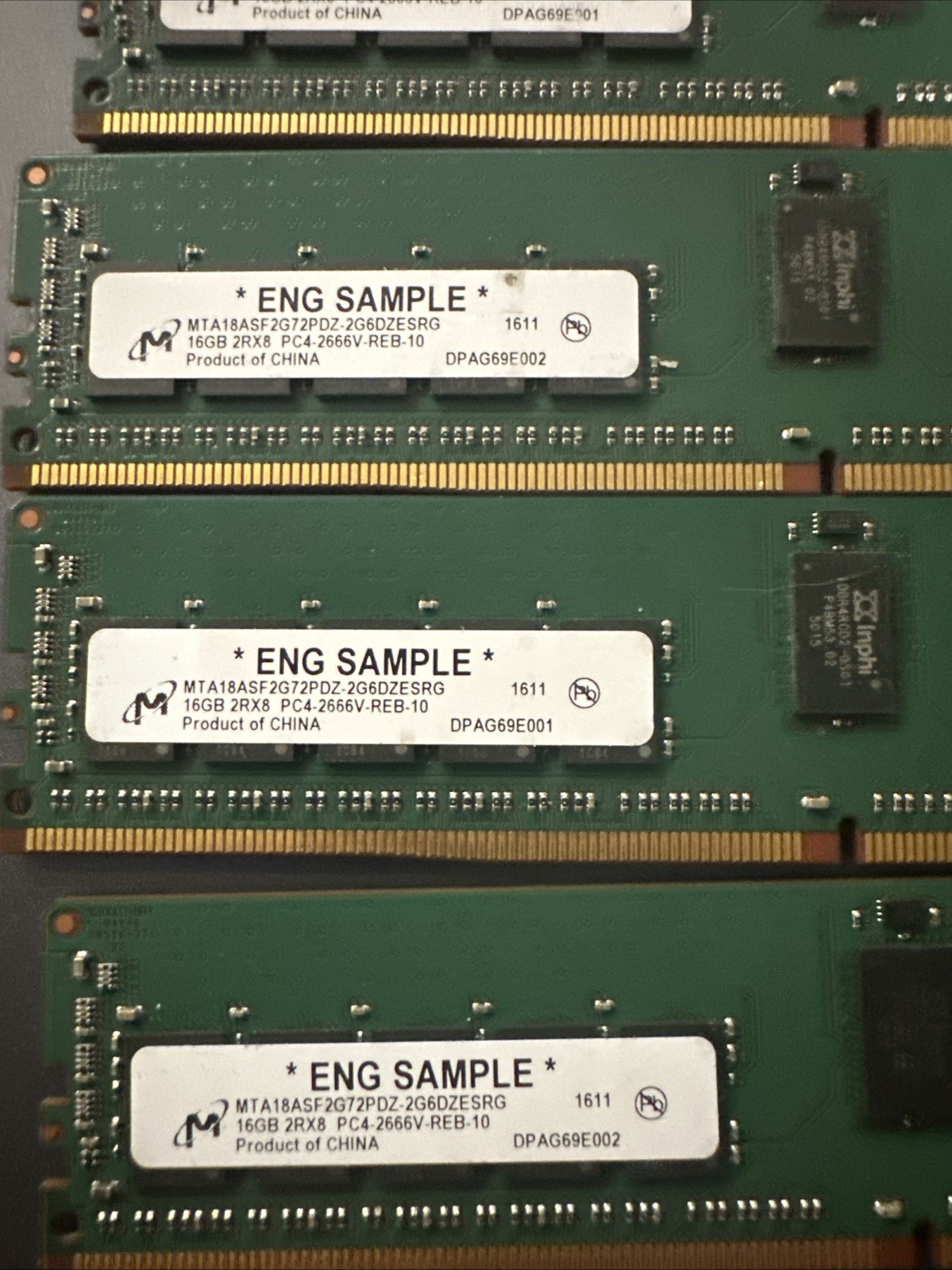 5x MICRON 16GB 2RX8 PC4-2666V-RE1 Server Memory MTA18ASF2G72PDZ-2G6D1QI