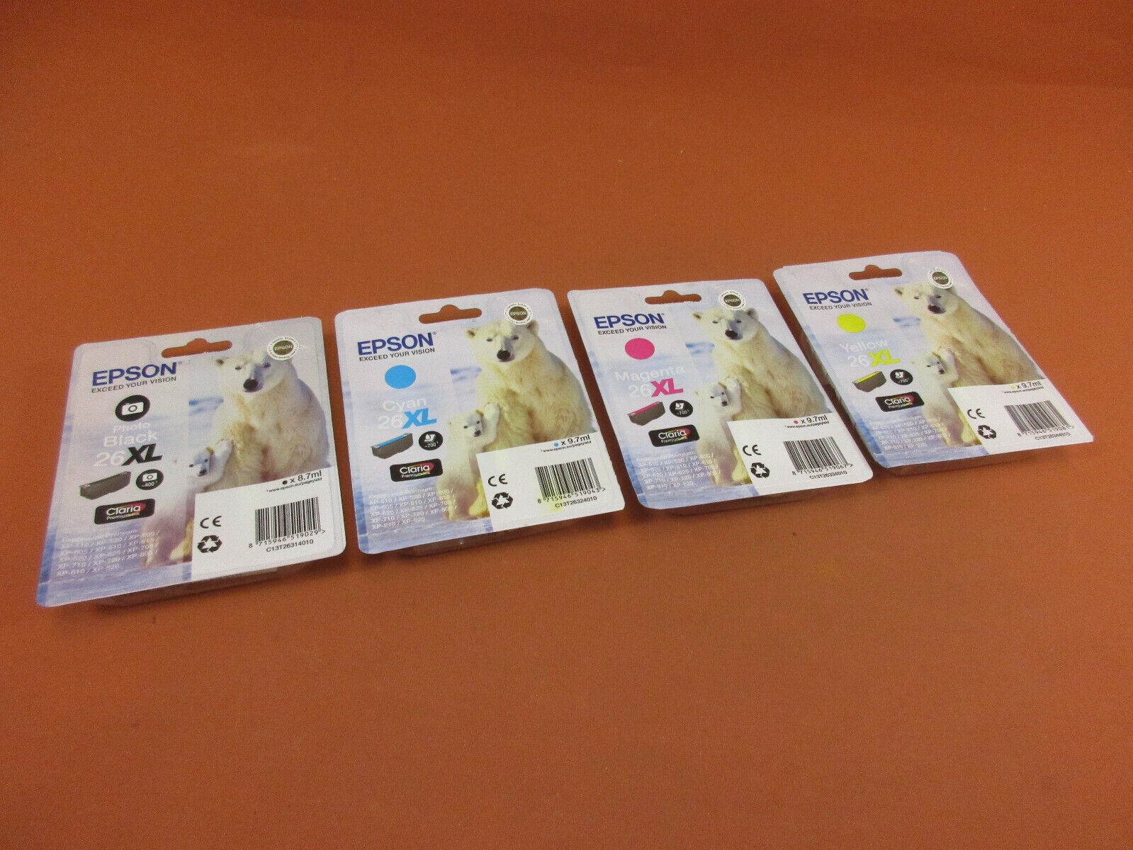 Genuine Epson 26XL PBK/C/M/Y Original Box Ink Cartridge