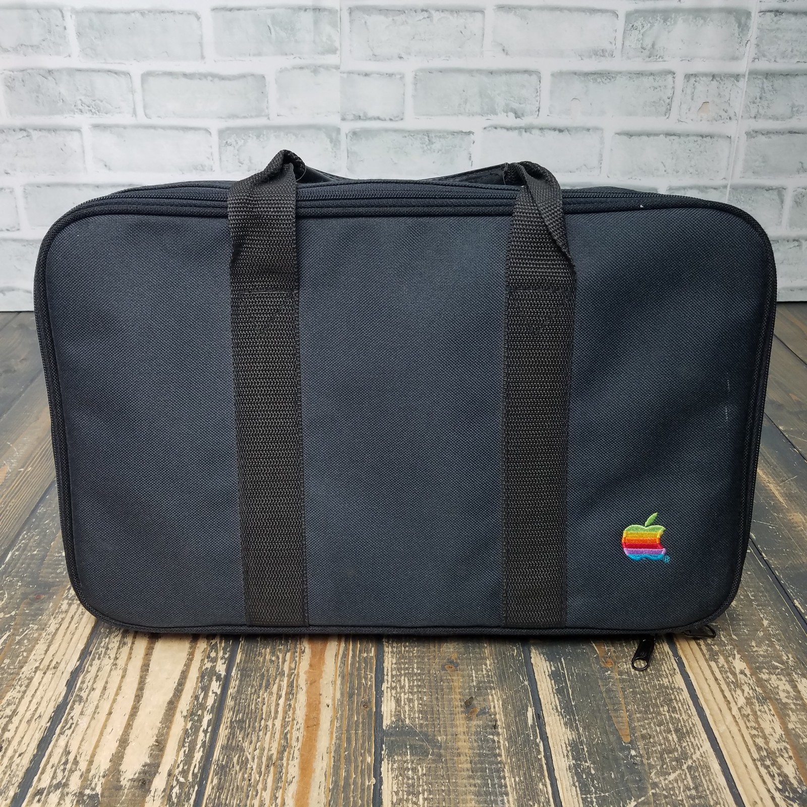 Vintage 80’s-90s Apple Rainbow Logo Small Black Briefcase / Laptop Bag 15" x 9"