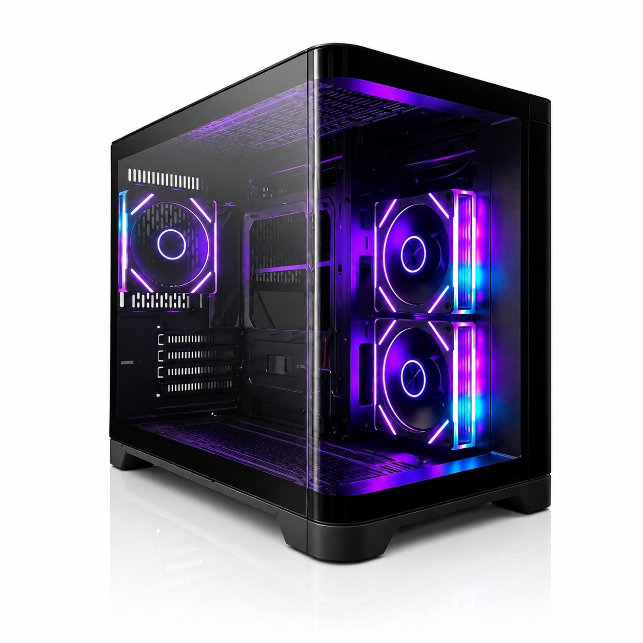 MATX ARGB CURVED TEMPERED GLASS Fish Tank PC Case w. 3 FANS