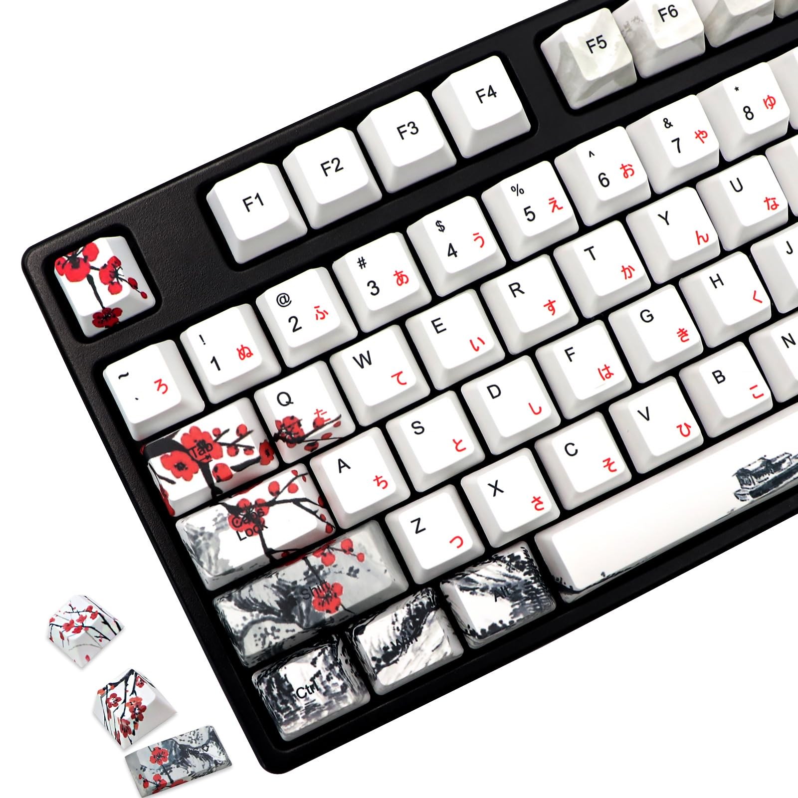 Plum Blossom Keycaps 135 Keys Japanese Keycaps PBT Custom Cherry Profile