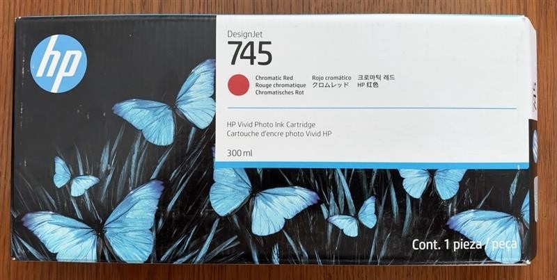 Genuine HP 745 Chromatic Red 300ml Ink DesignJet Vivid Photo Ink OEM *EXP 2027*