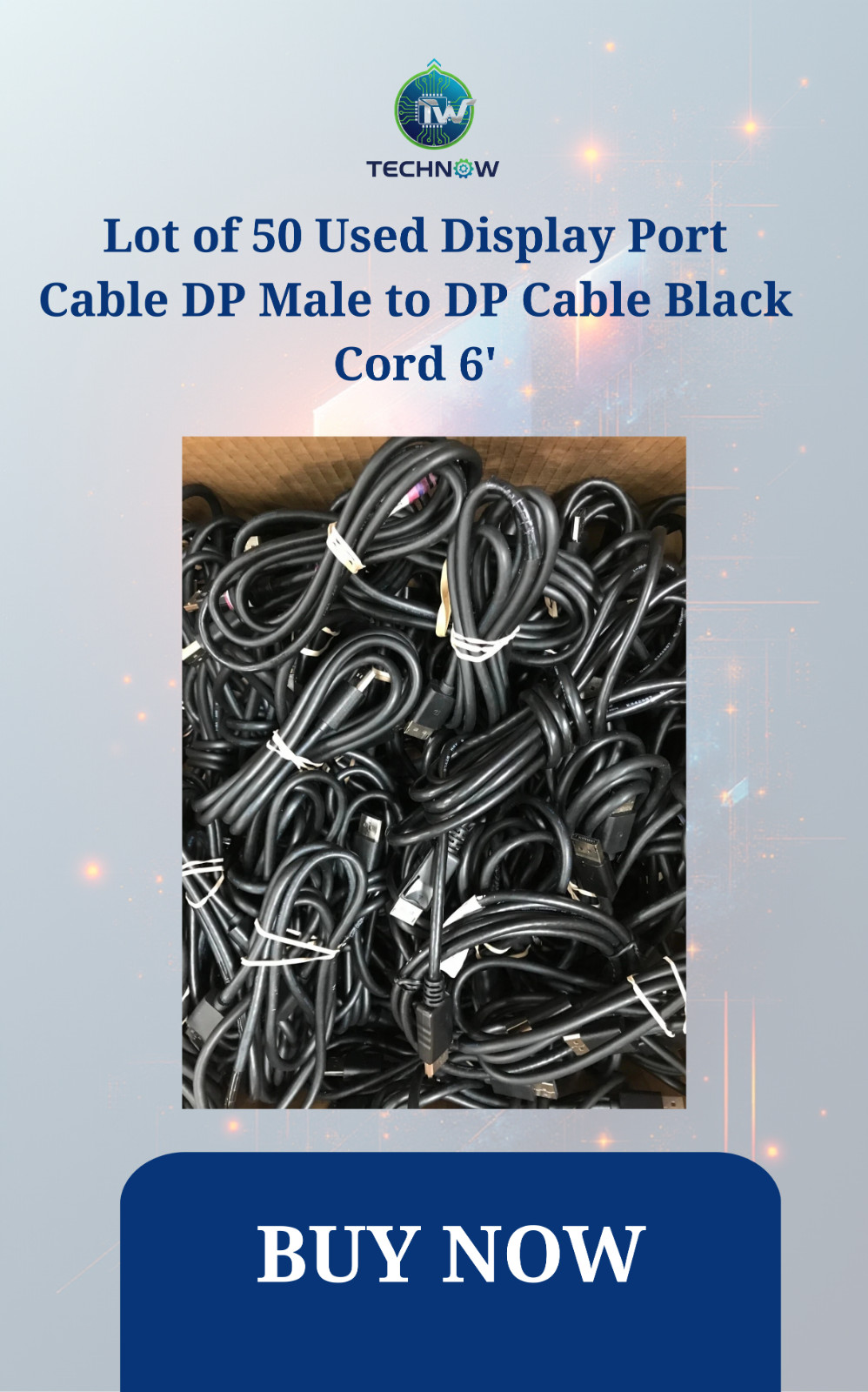 Lot of 50 Used Display Port Cable DP Male to DP Cable Black Cord 6'
