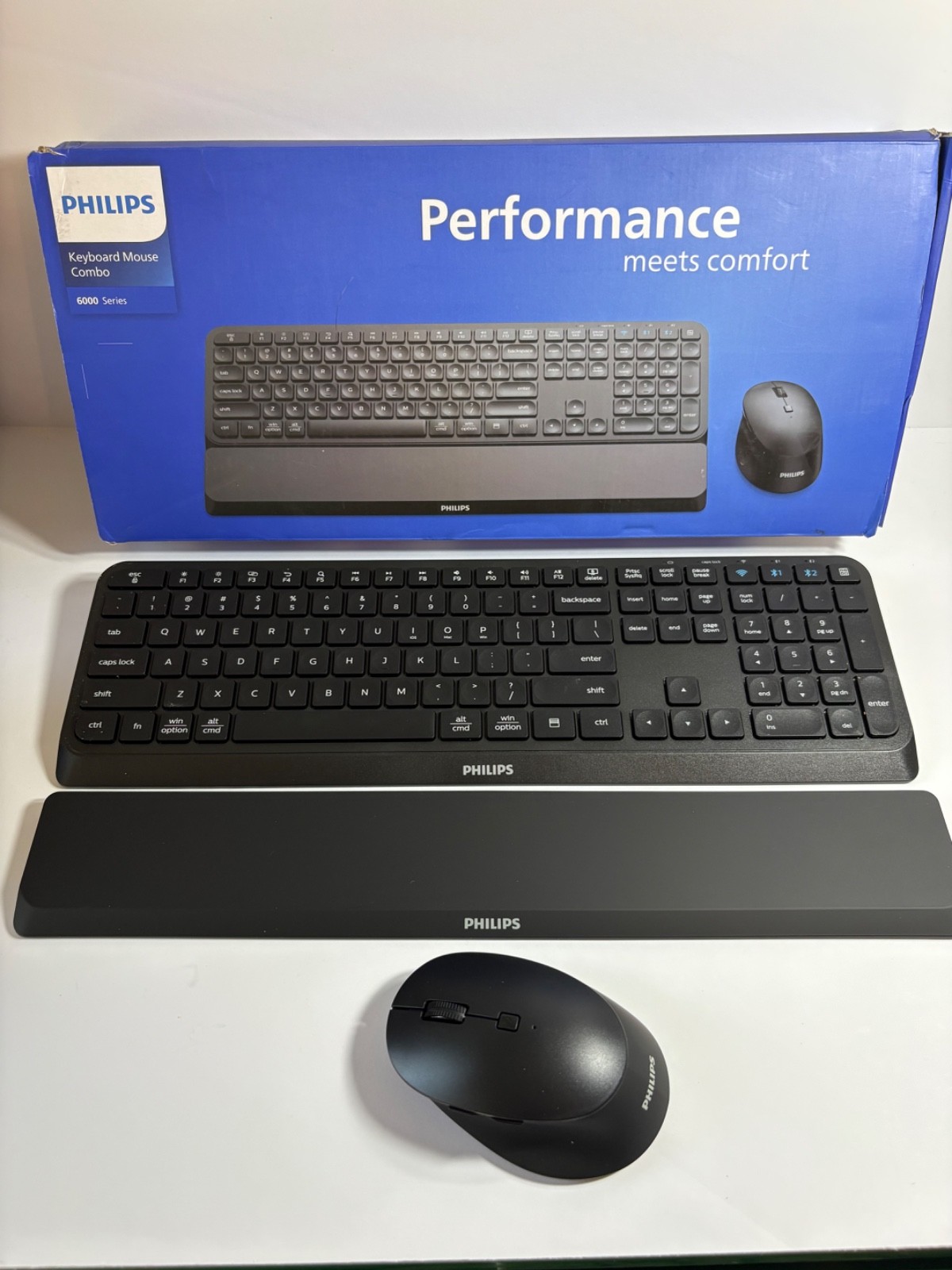 Philips 6000 Series Wireless Keyboard Mouse Combo, Bluetooth, 3-Device, Black