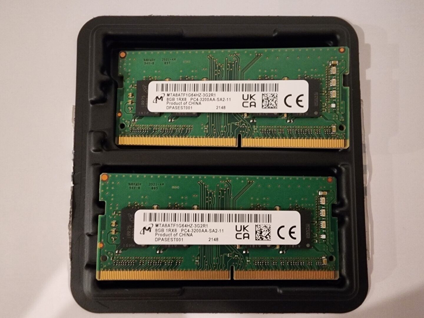2x Micron (8GB) DDR4 1Rx16 (PC4-25600) RAM Memory MTA8ATF1G64HZ-3G2R1 - HP OEM