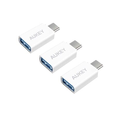 AUKEY 3-Pack USB-A to C Adapter (White)