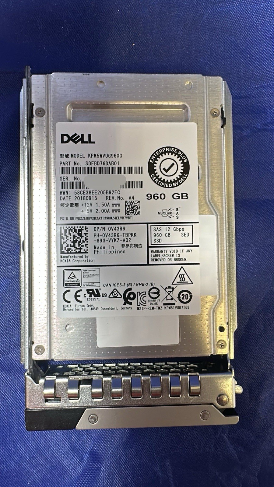 DELL V43R6 960GB SAS 12Gb/s Mixed Use 2.5" SSD 0V43R6