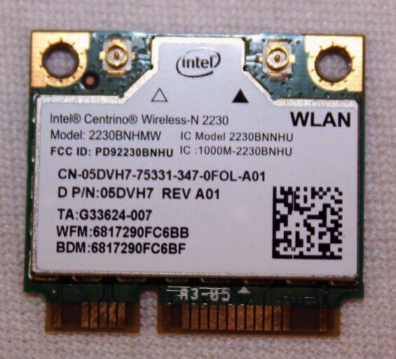 Original Intel Wireless-N WiFi+Bluetooth Mini-PCI Express Card 2230BNHMW 5DVH7