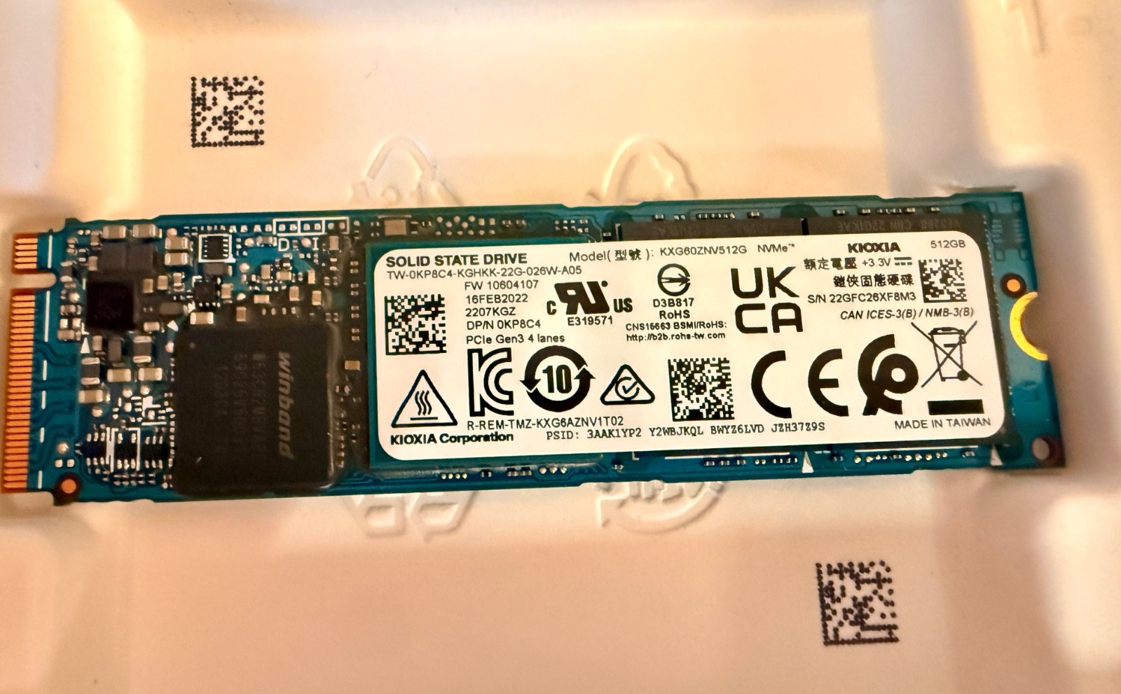 Kioxia XG8 512GB NVMe M.2 2280 SSD PCIe Gen3 x4 KXG80ZNV512G Tested Working