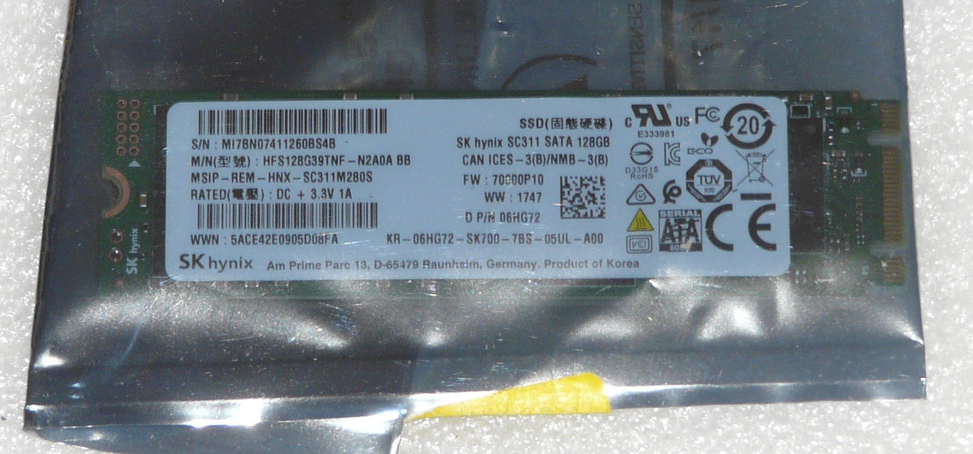 NEW DELL INSPIRON 13 7378 128GB M.2 PCIe SSD HYNIX HFS128G39TNF-N2A0ABB 6HG72