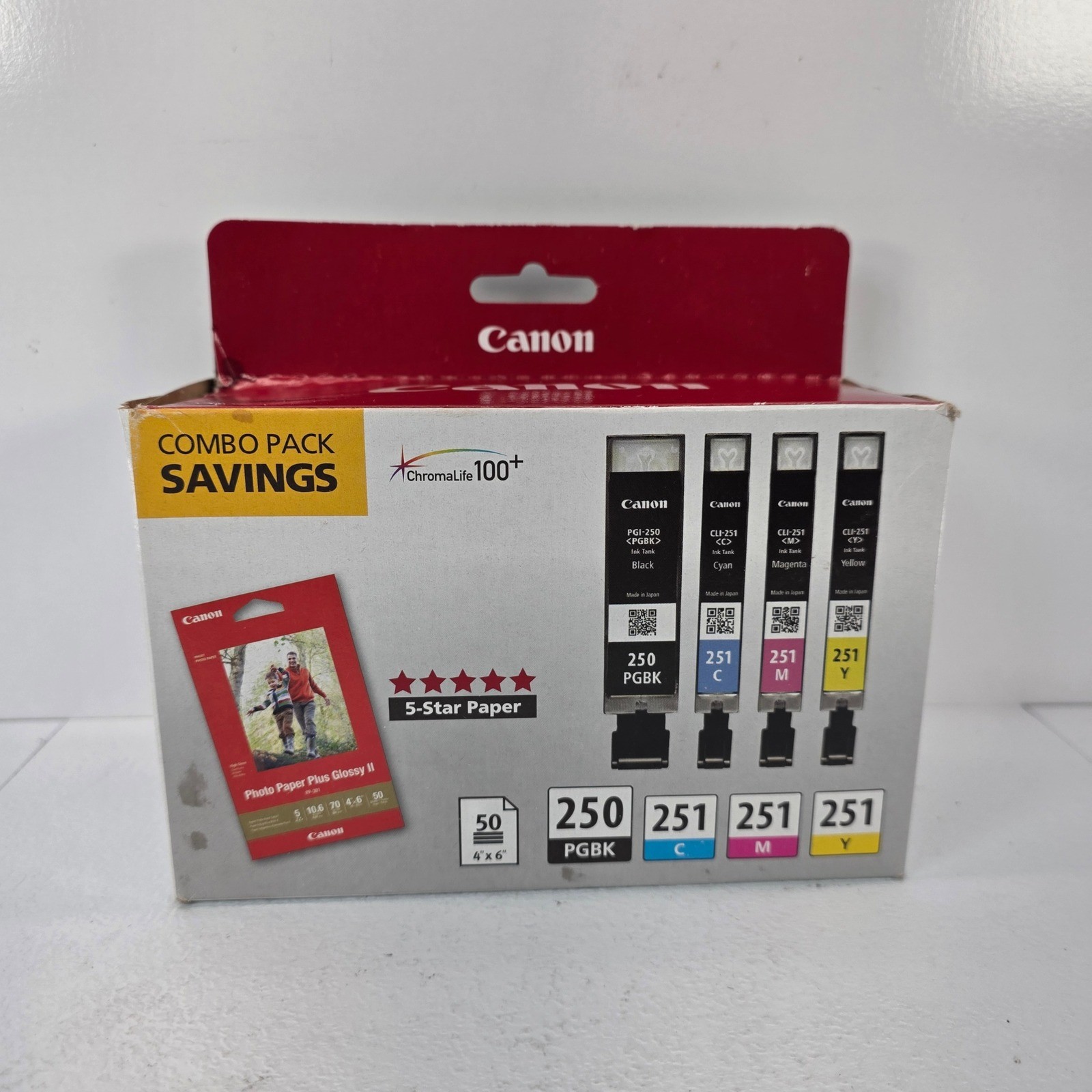 Canon PGI-250 CLI-251 Ink Cartridge Combo Pack with 50 Sheets 4x6 Photo Paper