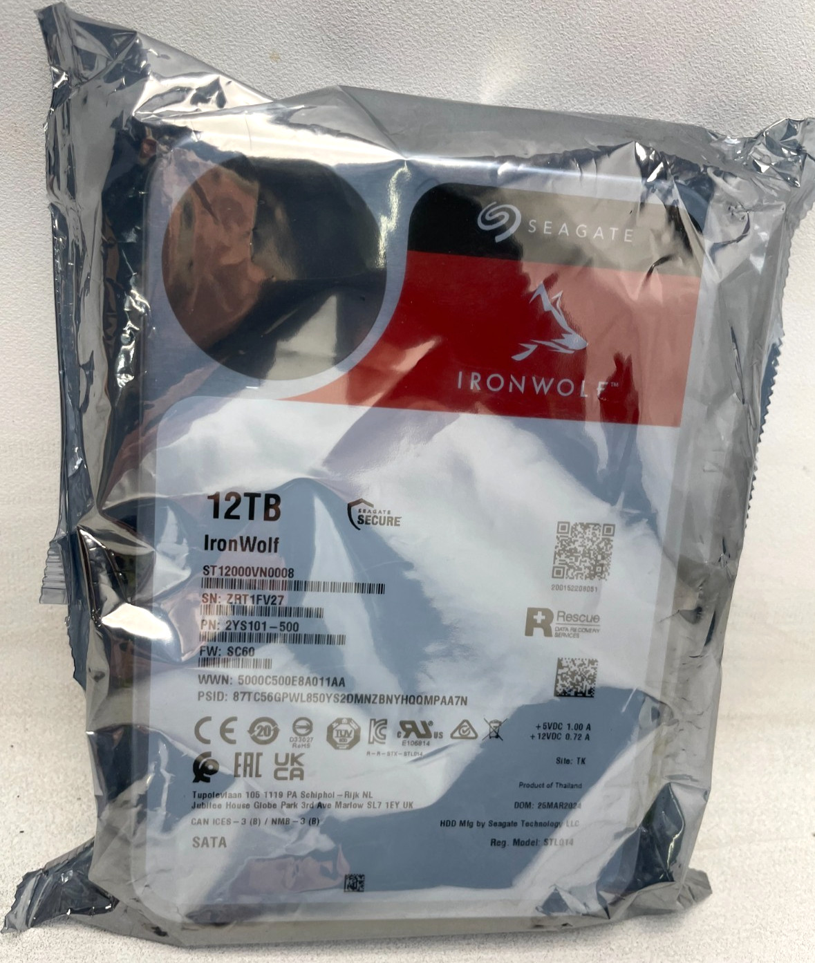 Seagate IronWolf Pro 12TB NAS HD, Internal, 7200RPM, 3.5" (ST12000NE0008) HDD