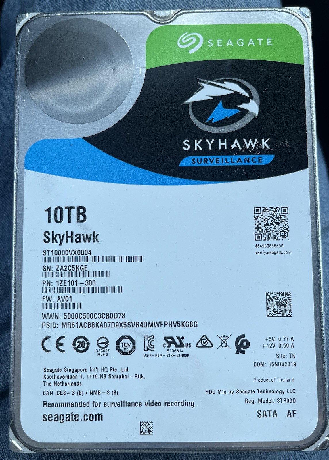 Seagate SkyHawk 10TB Surveillance 7200RPM SATA (ST10000VX0004) HDD