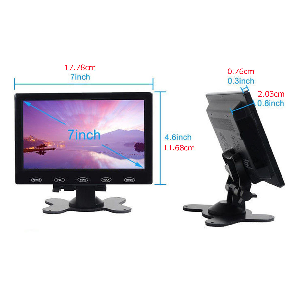 7"/10"/10.1" LCD CCTV Monitor PC Screen AV/RCA/VGA/HDMI for DSLR Raspberry