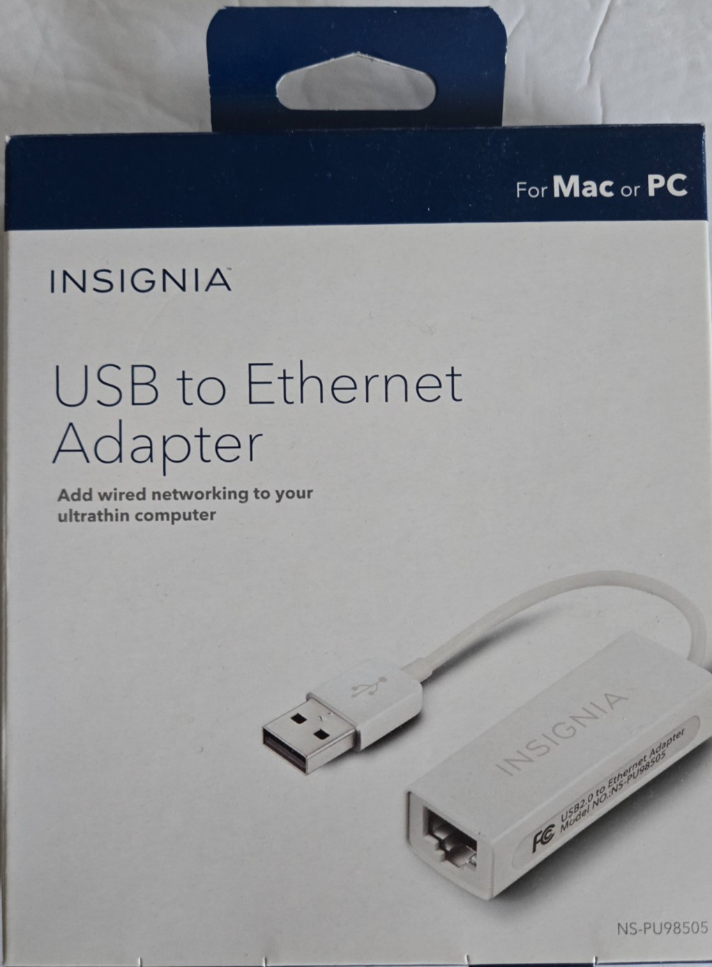 Insignia USB 2.0 to Ethernet Adapter 1Gbps Fast Connector for Windows, MacOS NEW