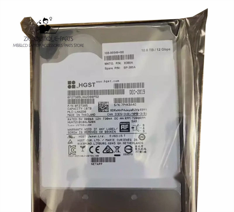 NetApp 10T 10TB SAS X380A-R6 X322A-R6 FAS2650/3240/3250 HDD Hard Drive