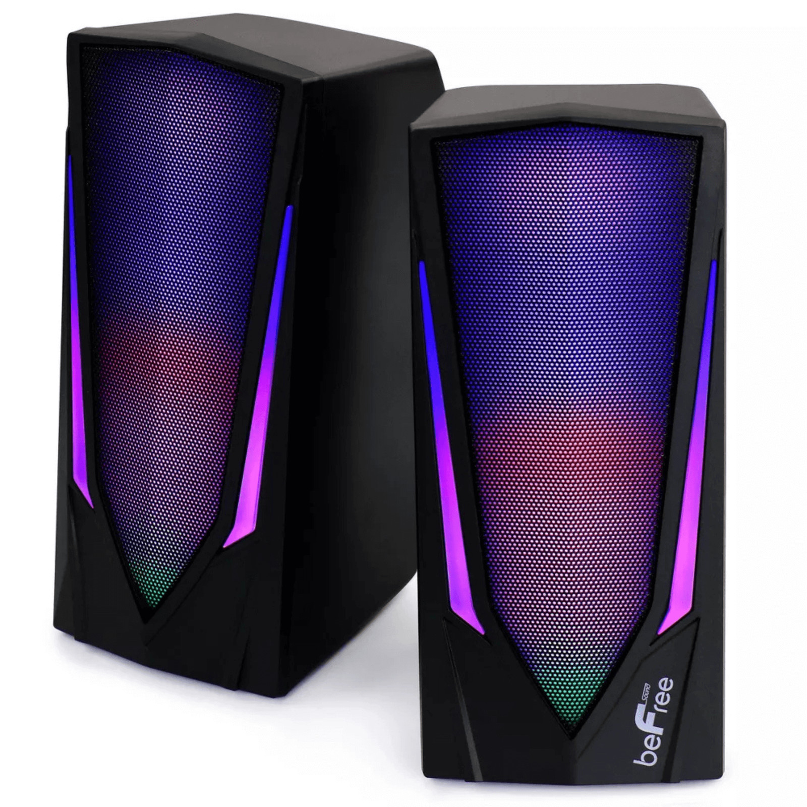 beFree Sound Dual 2.0 Computer Gaming Speakers w LED RGB Lights, Volume Control