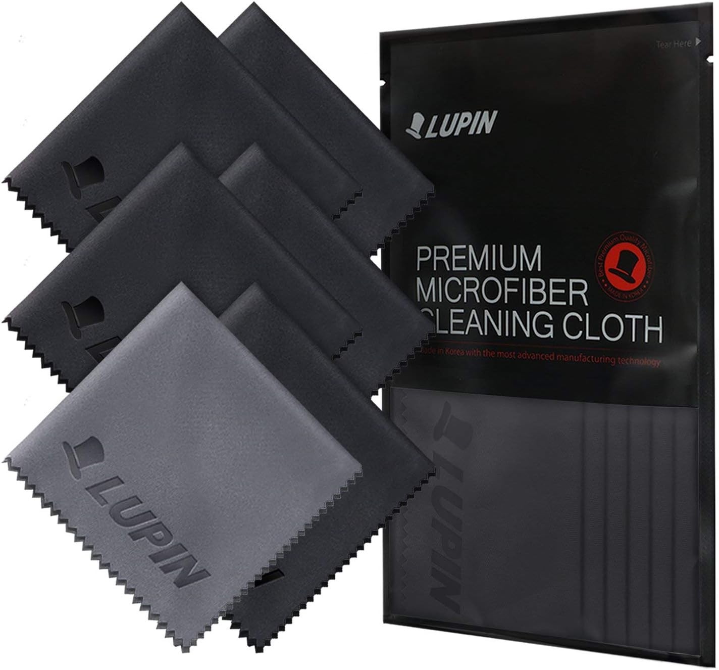 Lupin Microfiber Cleaning Cloths, 6 Pack Premium Ultra Lint Polishing Cloth for