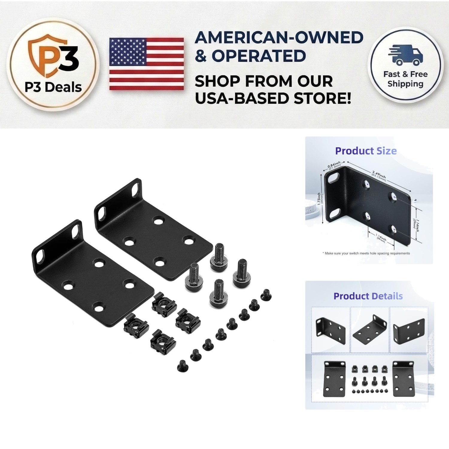19-Inch Rack Mount Kit for Cisco Switches - Durable Ears & Screws Included