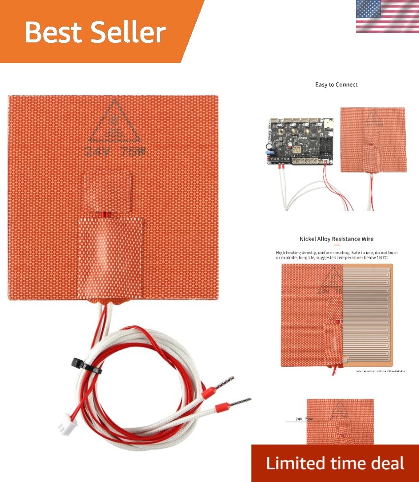 3D Printer Voron0.1 Silicone Heater Pad - 24V 75W Heating Mat 100x100mm - Hea...