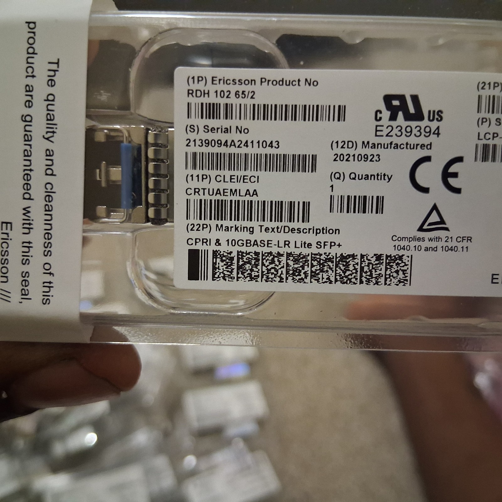 (LOT OF 12) Ericsson RDH 102 65/2 Optical Transceiver